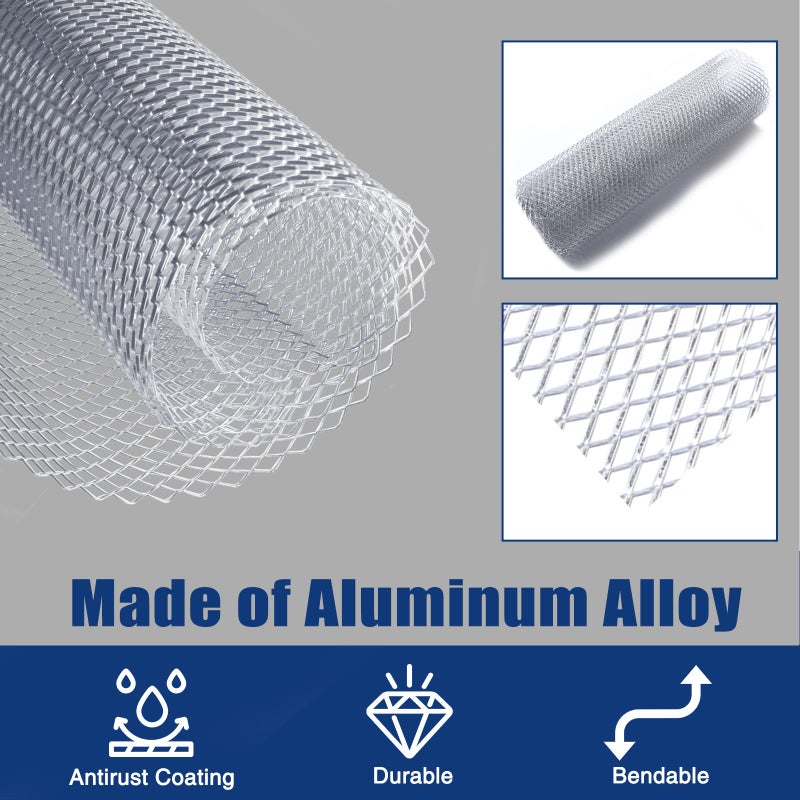 Tongze 40"" x 13"" Universal Metal Mesh: Aluminum Alloy Car Grill Mesh for Front Grille Insert Bumper, 6 x 12mm Rhombic Hole(Silver) - Image 3
